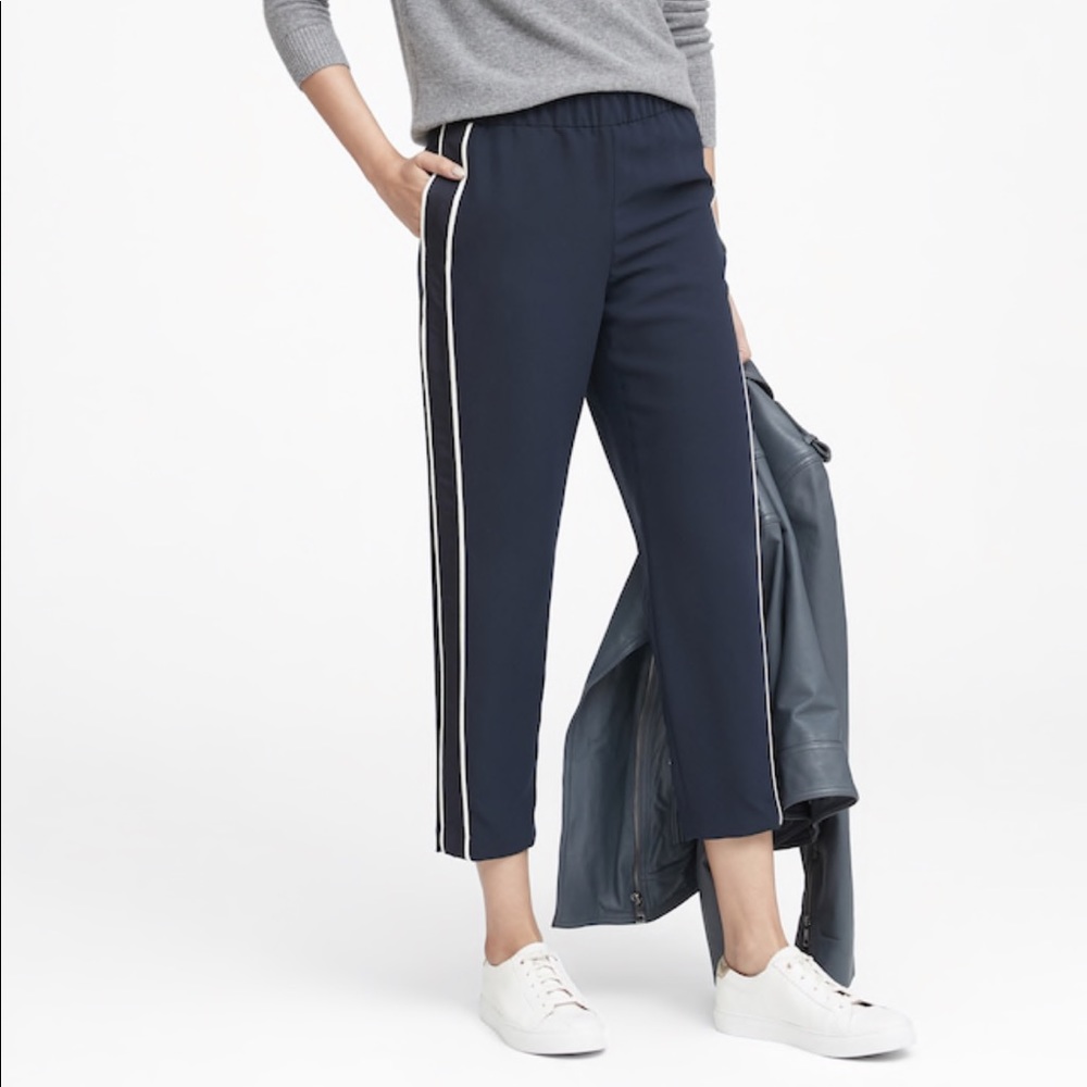Navy blue Hayden Side-Stripe Ankle Pant